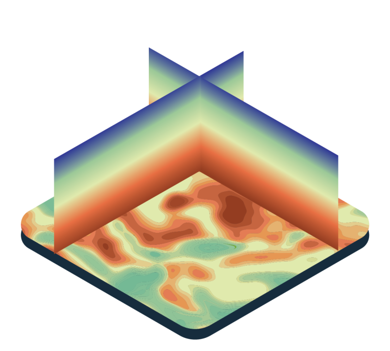 Illustration of passive acoustic survey data shown as subsurface cross-sections