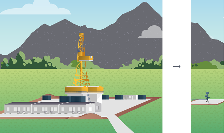Illlustration drill pad with mountains img
