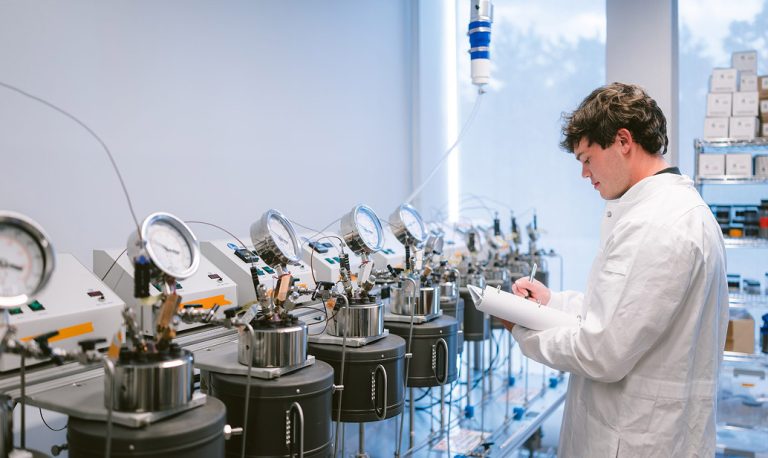 Scientist checking equipment in a laboratory